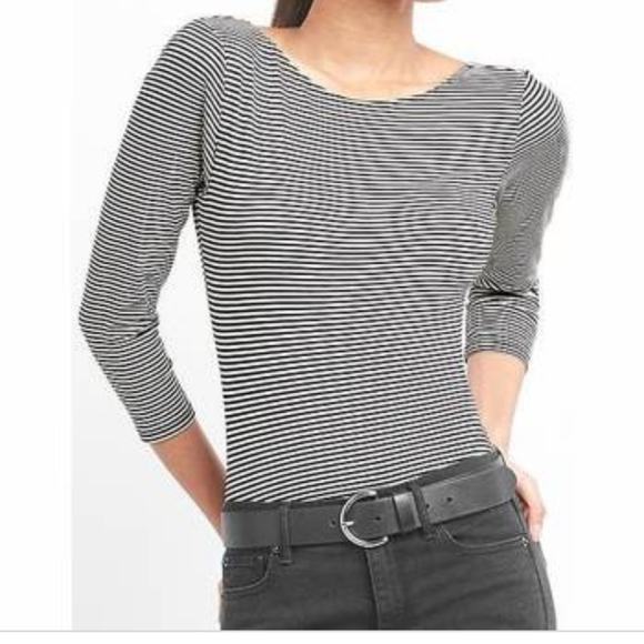 Fun red and white striped Gap Scoop Neck Bodysuit, Size small - Picture 1 of 5